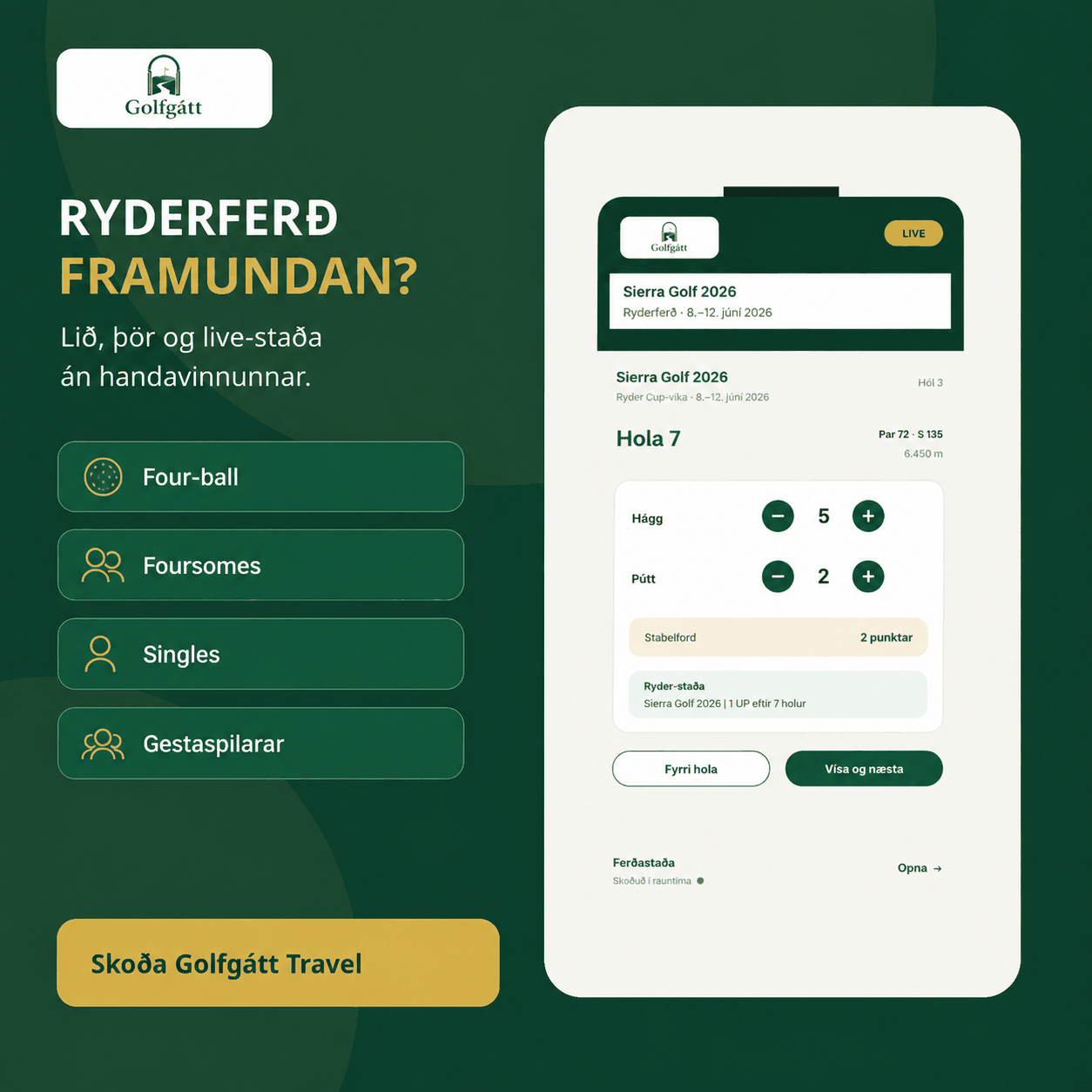 Ryderferð í Golfgátt Travel